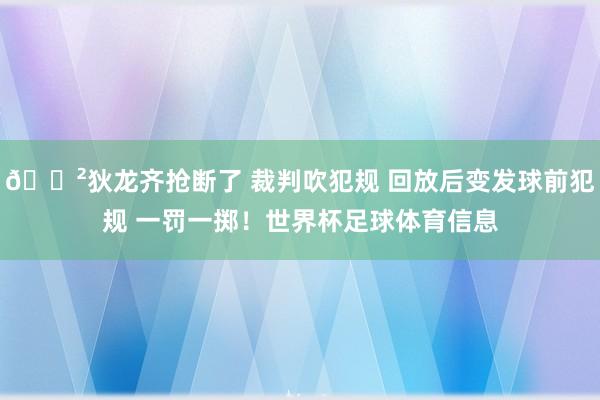 😲狄龙齐抢断了 裁判吹犯规 回放后变发球前犯规 一罚一掷！世界杯足球体育信息