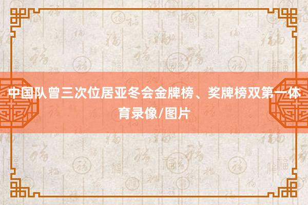 中国队曾三次位居亚冬会金牌榜、奖牌榜双第一体育录像/图片