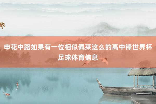 申花中路如果有一位相似佩莱这么的高中锋世界杯足球体育信息