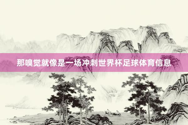 那嗅觉就像是一场冲刺世界杯足球体育信息