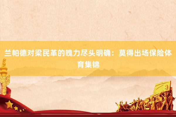 兰帕德对梁民革的魄力尽头明确：莫得出场保险体育集锦