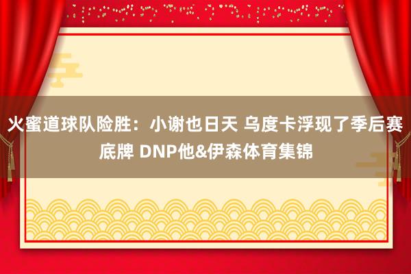 火蜜道球队险胜：小谢也日天 乌度卡浮现了季后赛底牌 DNP他&伊森体育集锦