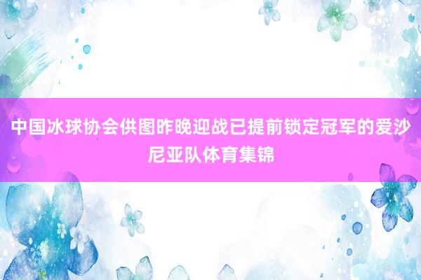 中国冰球协会供图昨晚迎战已提前锁定冠军的爱沙尼亚队体育集锦