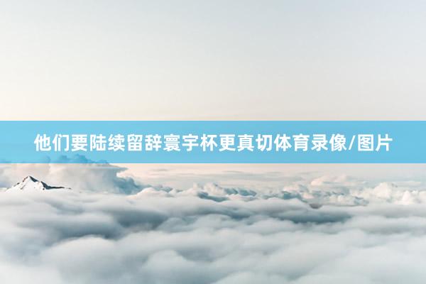 他们要陆续留辞寰宇杯更真切体育录像/图片